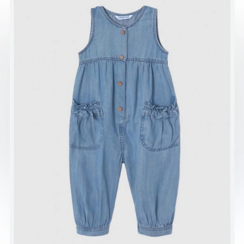 Mayoral Blue Denim Sleeveless Romper - Picture 1 of 9